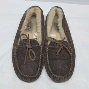 UGG Australia Dakota Brown Moccasin Slippers Shoes Women's Sz 7 Shearling Suede